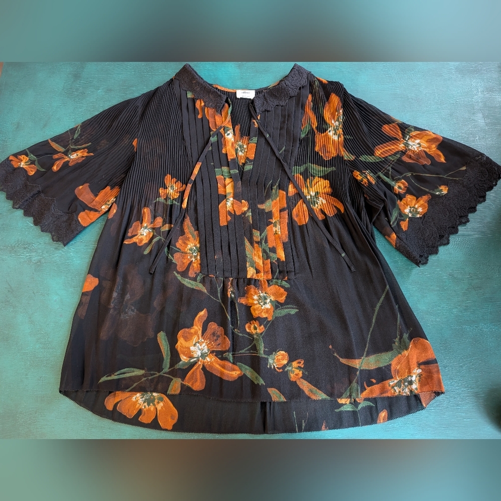 Wilfred Sheer Floral Blouse, Lace Collar Small